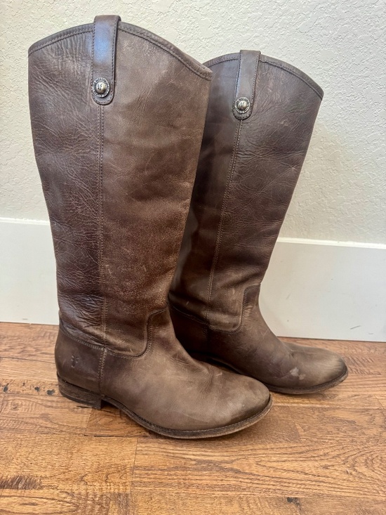Frye Shoes - Frye Melissa Brown Double Sole Button Lug Tall Riding Boots Women's Size 11